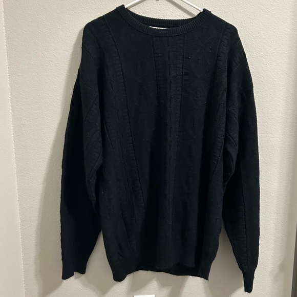 Dior Other - Christian Dior Black Cable Knit Crew Neck Sweater  Size L Made in USA Fisherman